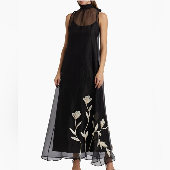 Staud Black Floral Sheer Dress - Picture 2 of 6